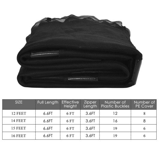 Trampoline Replacement Protection Enclosure Net with Zipper-14ft