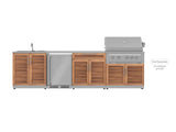 Outdoor Kitchen Stainless Steel 4 Piece Cabinet Set with Sink, Bar, Grill Cabinet and Fridge