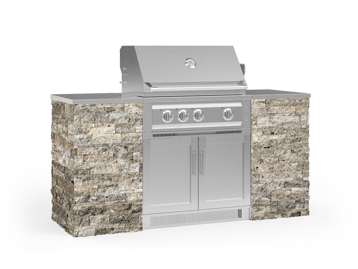 Outdoor Kitchen Signature Series 6 Piece Cabinet Set with Platinum Grill and Grill Cabinet