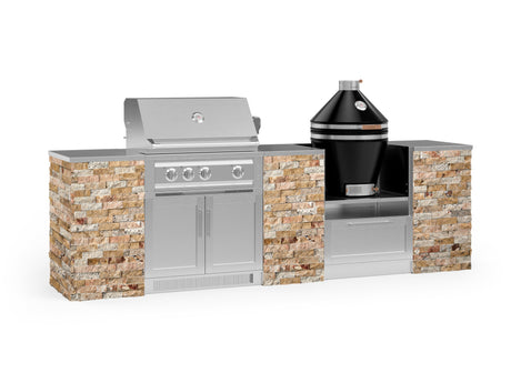 Outdoor Kitchen Signature Series 9 Piece Cabinet Set with Kamado, Platinum Grill and Grill Cabinet