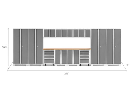 Bold Series 14 Piece Cabinet Set with Tool, Base, Wall Cabinets and 30 In. Lockers