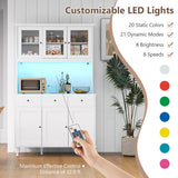 77 Inches Kitchen Pantry Storage Cabinet with LED Lights and Power Outlets-White