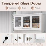 77 Inches Kitchen Pantry Storage Cabinet with LED Lights and Power Outlets-White