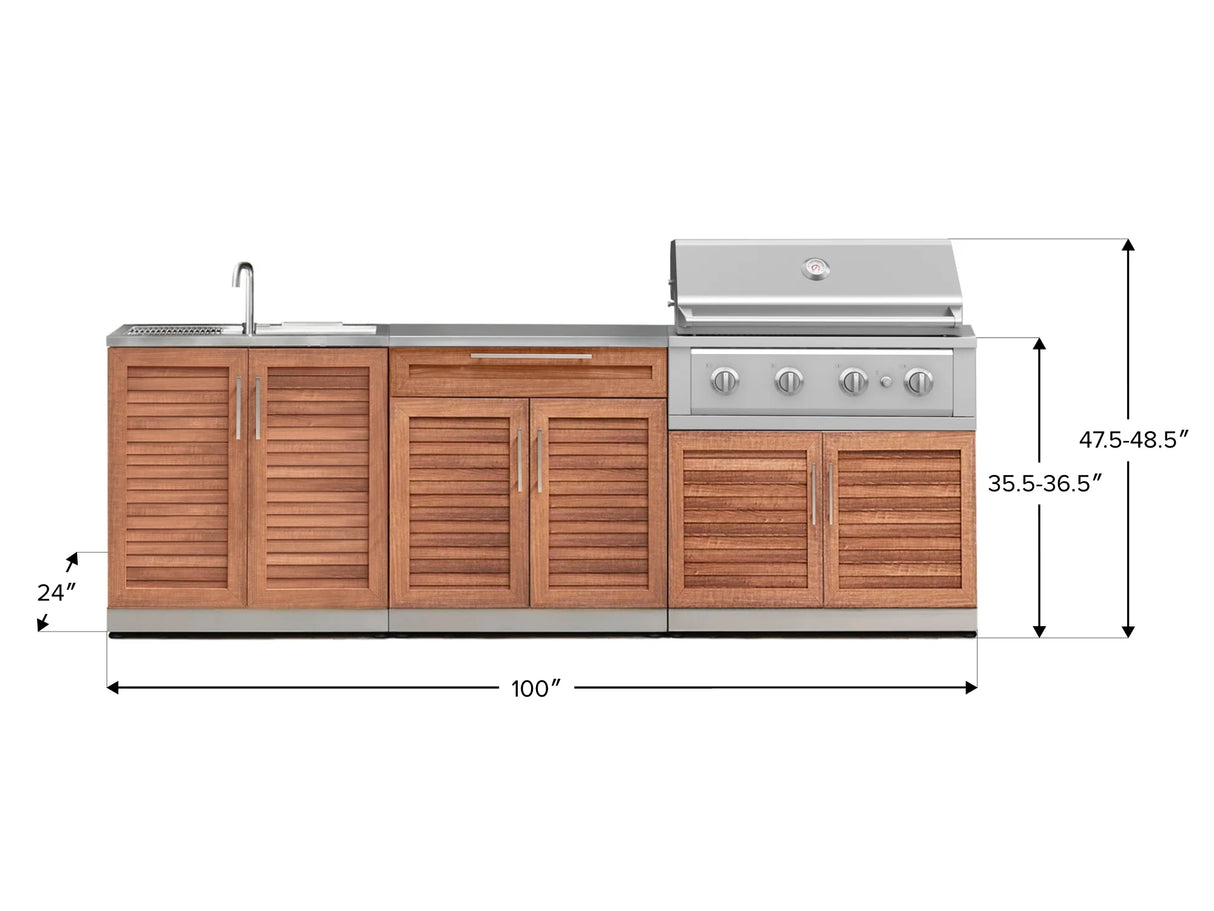 Outdoor Kitchen Stainless-Steel 5 Piece Cabinet Set with Sink, 2-Door with Drawer, Grill Cabinet, Performance Grill and Countertop