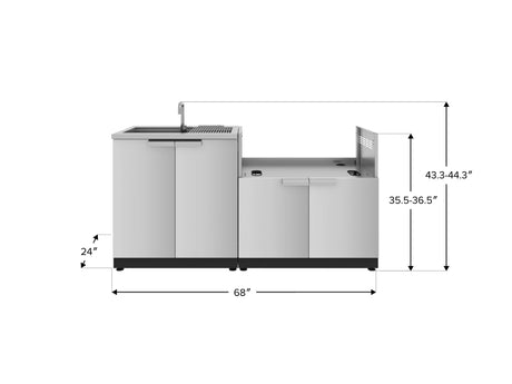 Outdoor Kitchen Stainless Steel 2 Piece Cabinet Set with Sink and Grill Cabinet