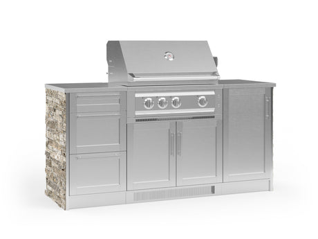 Outdoor Kitchen Signature Series 6 Piece Cabinet Set with Platinum Grill, 3 Drawer, 1 Door and Grill Cabinet