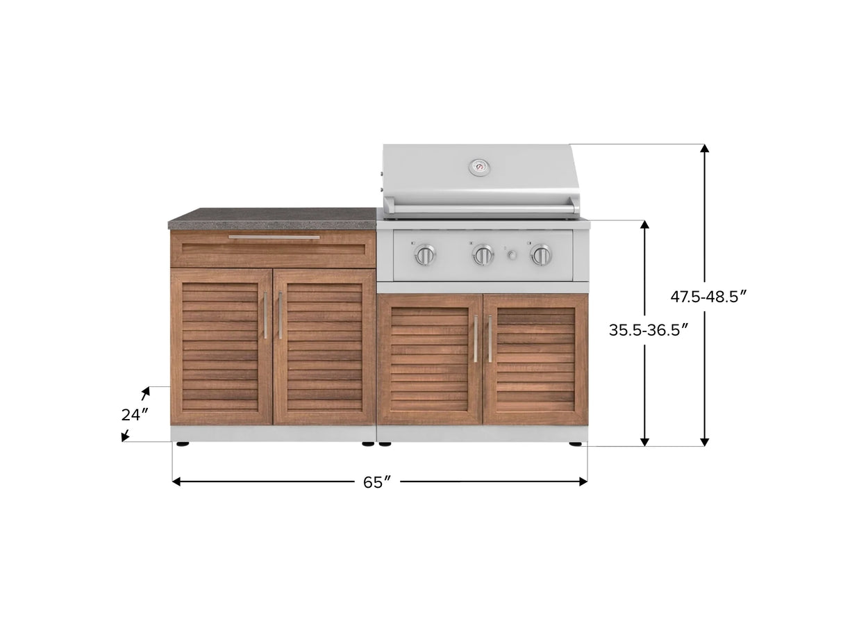 Outdoor Kitchen Stainless-Steel 4 Piece Cabinet Set with Bar, Grill Cabinet, Performance Grill, and Countertop