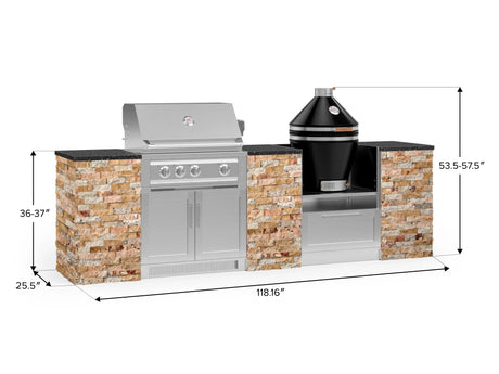 Outdoor Kitchen Signature Series 9 Piece Cabinet Set with Kamado, Platinum Grill and Grill Cabinet