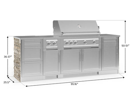 Outdoor Kitchen Signature Series 8 Piece Cabinet Set with Dual Side Burner, 3 Drawer, 1 Door, Platinum Grill and Grill Cabinet