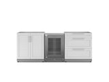 Outdoor Kitchen Stainless Steel 3 Piece Cabinet Set with 3-Drawer, 2-Door Cabinet and Fridge