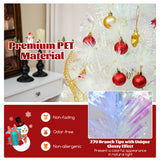 5/6/7 Feet Pre-Lit White Artificial Christmas Tree with Iridescent Leaves-7 ft
