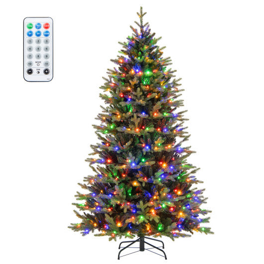 7 Feet Artificial Xmas Tree Hinged with 11 Lighting Modes and Remote Control-7 ft