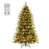7 Feet Artificial Xmas Tree Hinged with 11 Lighting Modes and Remote Control-7 ft