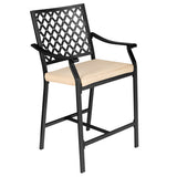 2 Pieces Patio Bar Stool with Height Cushion and Armrest