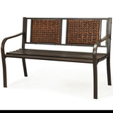 Patio Garden Bench with Powder Coated Steel Frame