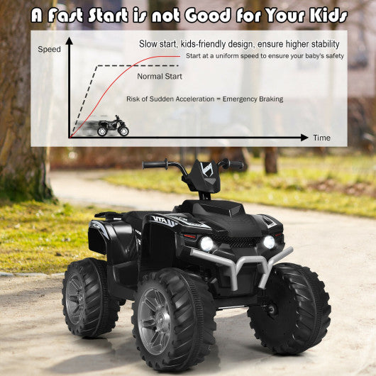 12V Kids Ride on ATV with LED Lights and Treaded Tires and LED lights-Black