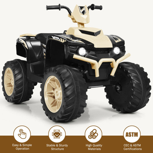 12V Kids Electric 4-Wheeler ATV Quad Ride On Car with LED Light-Yellow