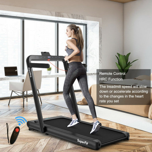 4.75HP 2 In 1 Folding Treadmill with Remote APP Control-Black