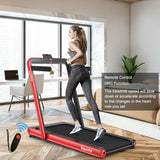 4.75HP 2 In 1 Folding Treadmill with Remote APP Control-Red