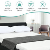 Queen Faux Leather Upholstered Platform Bed Frame Adjustable Headboard-Black