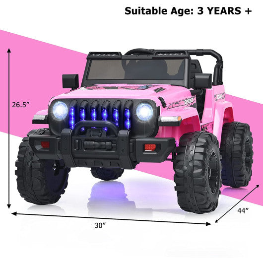 12V Kids Ride-on Jeep Car with 2.4 G Remote Control-Pink