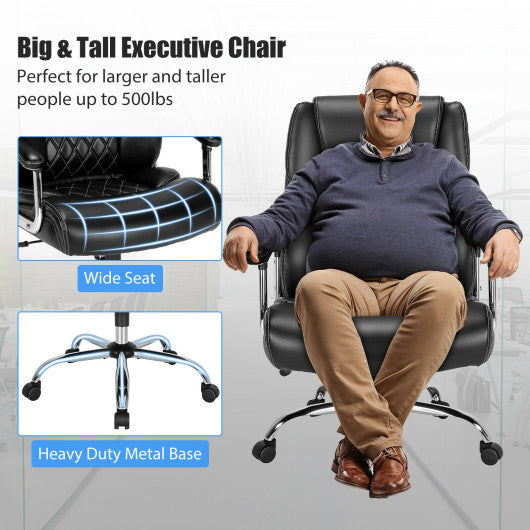 Height Adjustable Big and Tall Office Chair Computer Desk Chair with Metal Base-Black