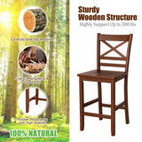 Set of 2 Bar Stools 25 Inch Counter Height Chairs with Rubber Wood Legs