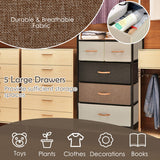 4-Tier Organizer Tower Steel Frame Wooden Top Storage with 5-Drawer Dresser-Muticolor