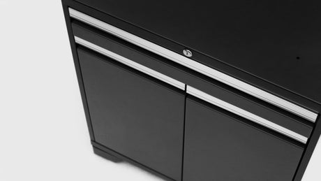 Pro Series 7 Piece Cabinet Set with Base, Wall, Tool Drawer Cabinet, Lockers and 56 In. Worktop
