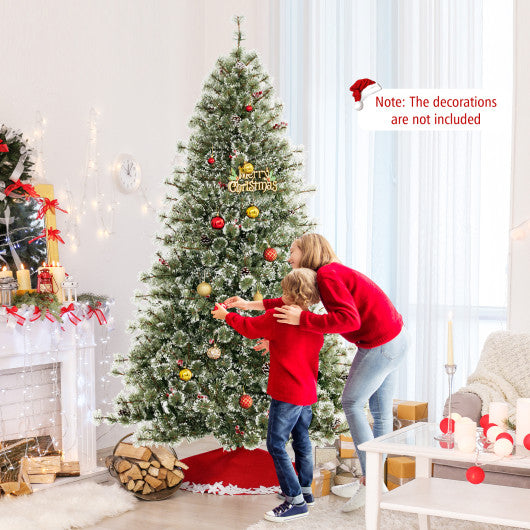 6/7.5/9 FT Artificial Christmas Tree Pre-Lit Hinged Holiday Tree with 360° Quick Power Connector-7.5ft