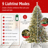 6/7.5/9 FT Artificial Christmas Tree Pre-Lit Hinged Holiday Tree with 360° Quick Power Connector-7.5ft