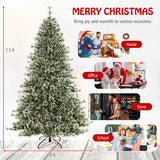 6/7.5/9 FT Artificial Christmas Tree Pre-Lit Hinged Holiday Tree with 360° Quick Power Connector-7.5ft