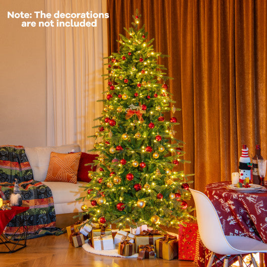 7.5 Feet Pre-Lit Artificial Christmas Tree with Warm White LED Lights