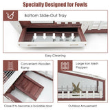 62 Inch Wooden Rabbit Hutch with Pull Out Tray-Red