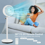 9 Inch Portable Oscillating Pedestal Floor Fan with Adjustable Heights and Speeds-White