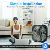 20 Inch Box Portable Floor Fan with 3 Speed Settings and Knob Control-Black