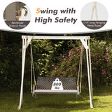 2-Person Rattan Hanging Porch Swing Chair-Off White