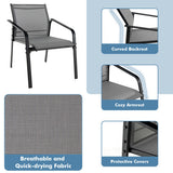 4 Pieces Patio Furniture Set with Armrest Loveseat Sofas and Glass Table Deck-Gray