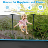 8 x 14 Feet Rectangular Recreational Trampoline with Safety Enclosure Net and Ladder-Blue