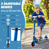 Folding Kick Scooter with 3 Adjustable Heights for Kids-Blue