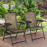 4 Pieces Folding Dining Chairs with Smooth Armrests and Sling Back