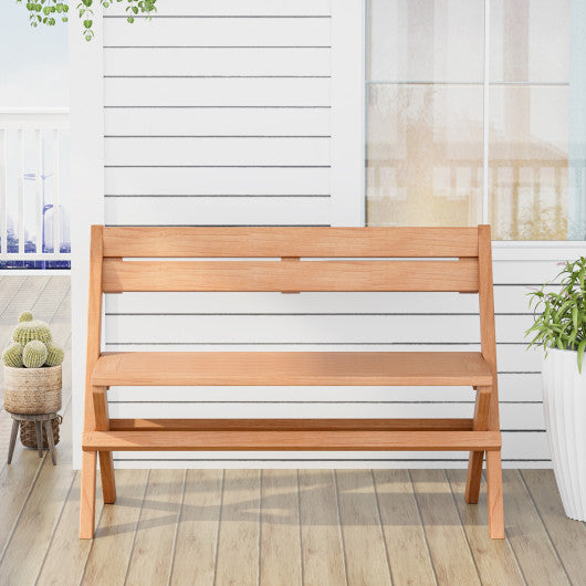 2-Person Indonesia Teak Wood Folding Outdoor Benches with Slatted Seat