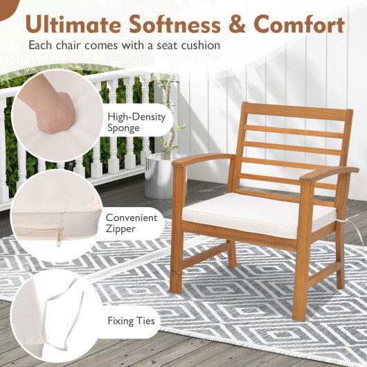 3 Pieces Outdoor Furniture Set with Soft Seat Cushions-White