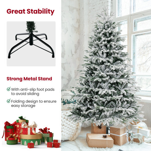 4.5/6/7 FT Artificial Pre-Lit Christmas Tree Hinged Xmas Tree with Warm White LED lights-7 ft