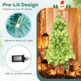 6/7 FT Blue Artificial Christmas Tree with 280/380 Warm White LED Lights and Foldable Metal Stand-7 ft