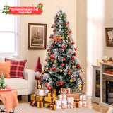 7 FT Flocked Christmas Tree with 8 Lighting Modes