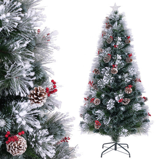 7 FT Flocked Christmas Tree with 8 Lighting Modes