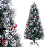 7 FT Flocked Christmas Tree with 8 Lighting Modes