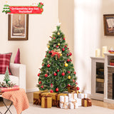 5 Feet Artificial Christmas Tree with Red Berries and Kerosene Lamps