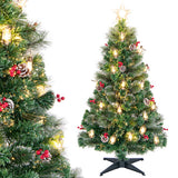 5 Feet Artificial Christmas Tree with Red Berries and Kerosene Lamps